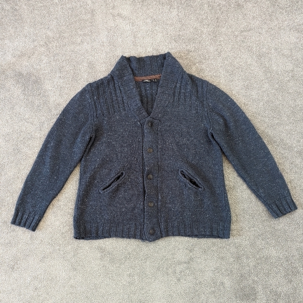 Mexx Men's Button Down Wool & Linen Cardigan Sweater Size XL Green